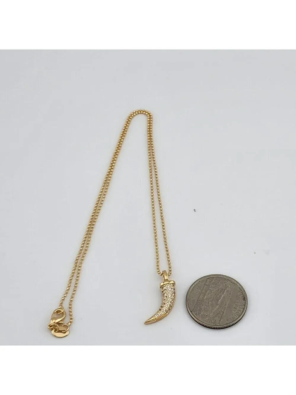 Brand New Brazilian 18k Gold Filled Design of Coyote tooth Beaded Necklace